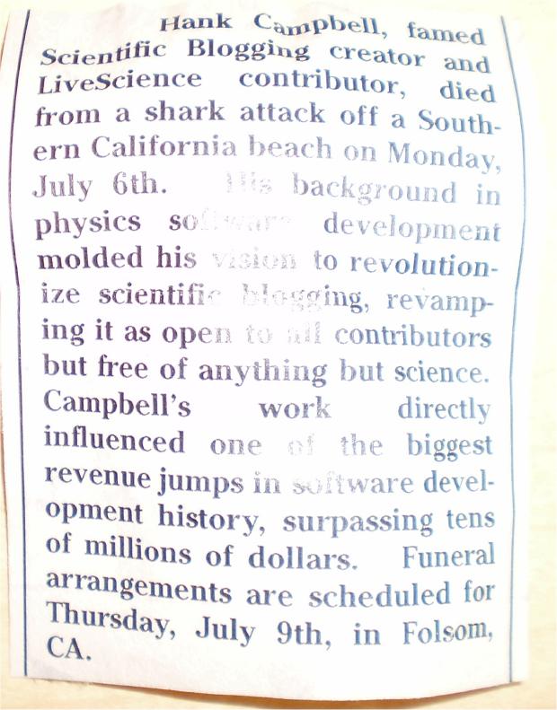 Discovery Channel Shark Week Hank Campbell obituary frenziedwaters.com